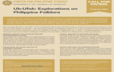 CALL FOR PAPERS UB UFOK EXPLORATIONS ON PHILIPPINE FOLKLORE 2021