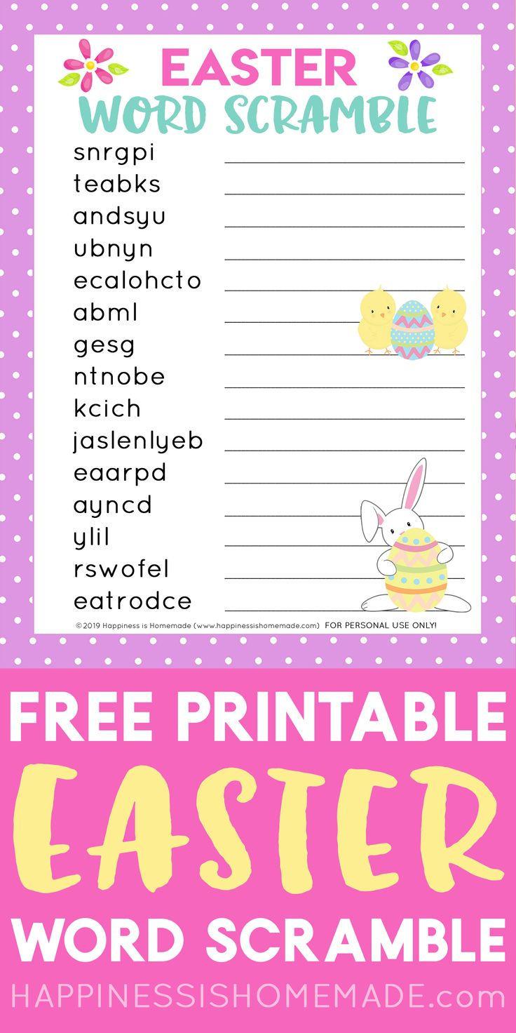 Easter Word Scramble This Free Printable Easter Word Scramble Puzzle 
