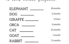Free Baby Shower Games Printable Animal Pregnancies Paper Trail Design
