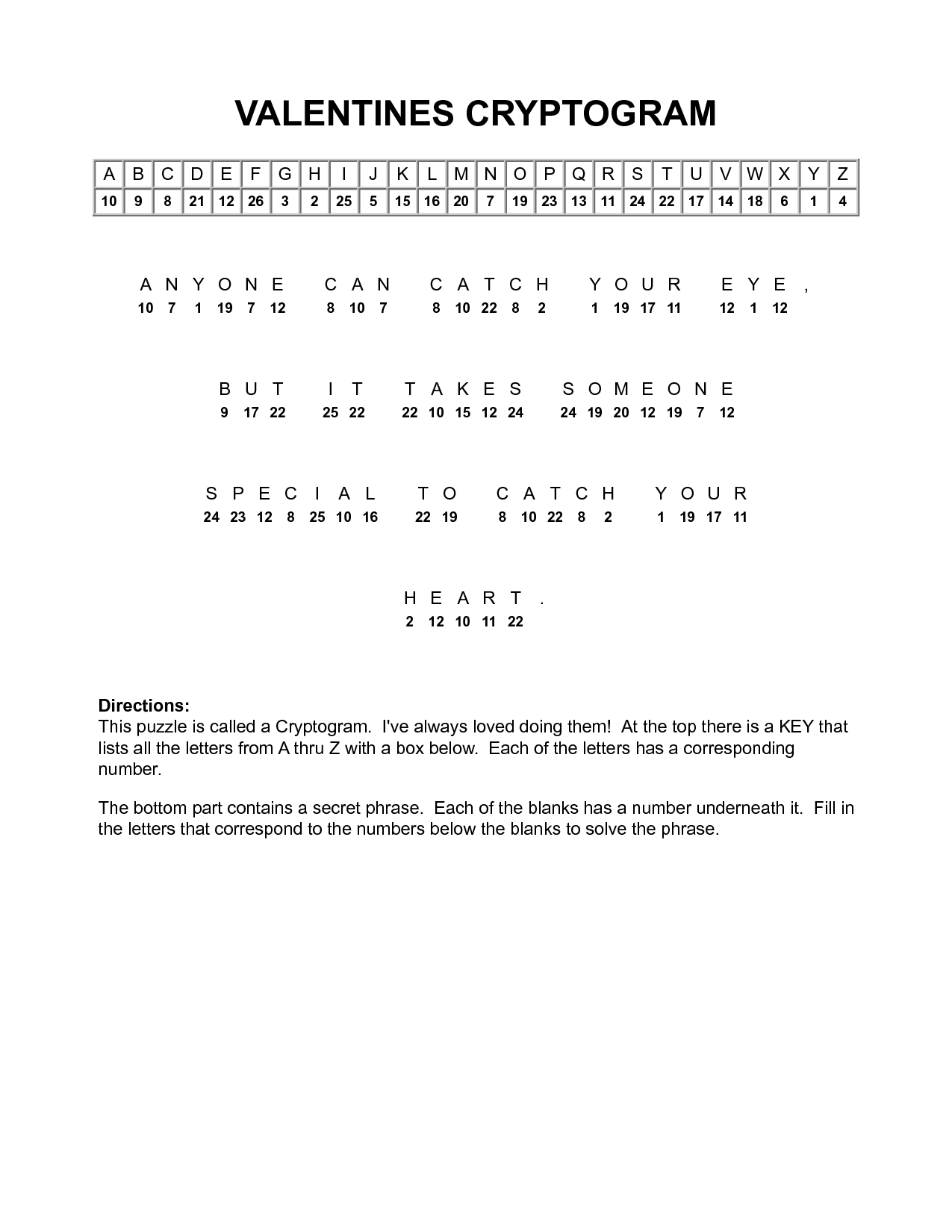 Free Printable Cryptograms With Answers Free Printable