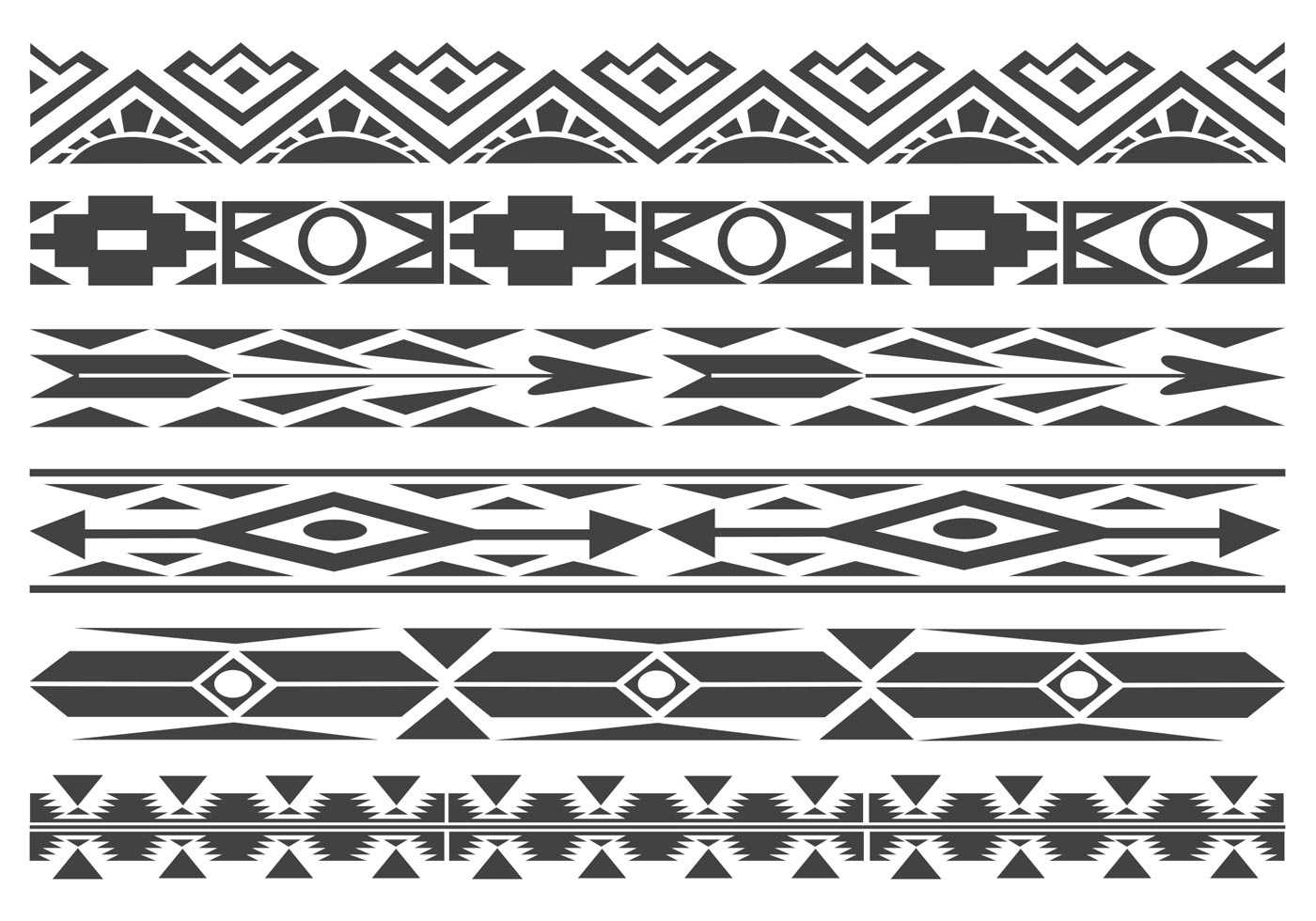 Monochrome Native American Pattern Vector Borders Download Free 