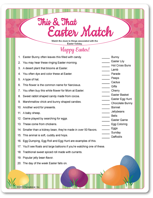 Printable This That Easter Match Easter Games Easter Games For 